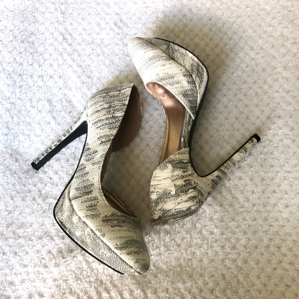 Charlotte Russe Snakeskin Print Platform Heels